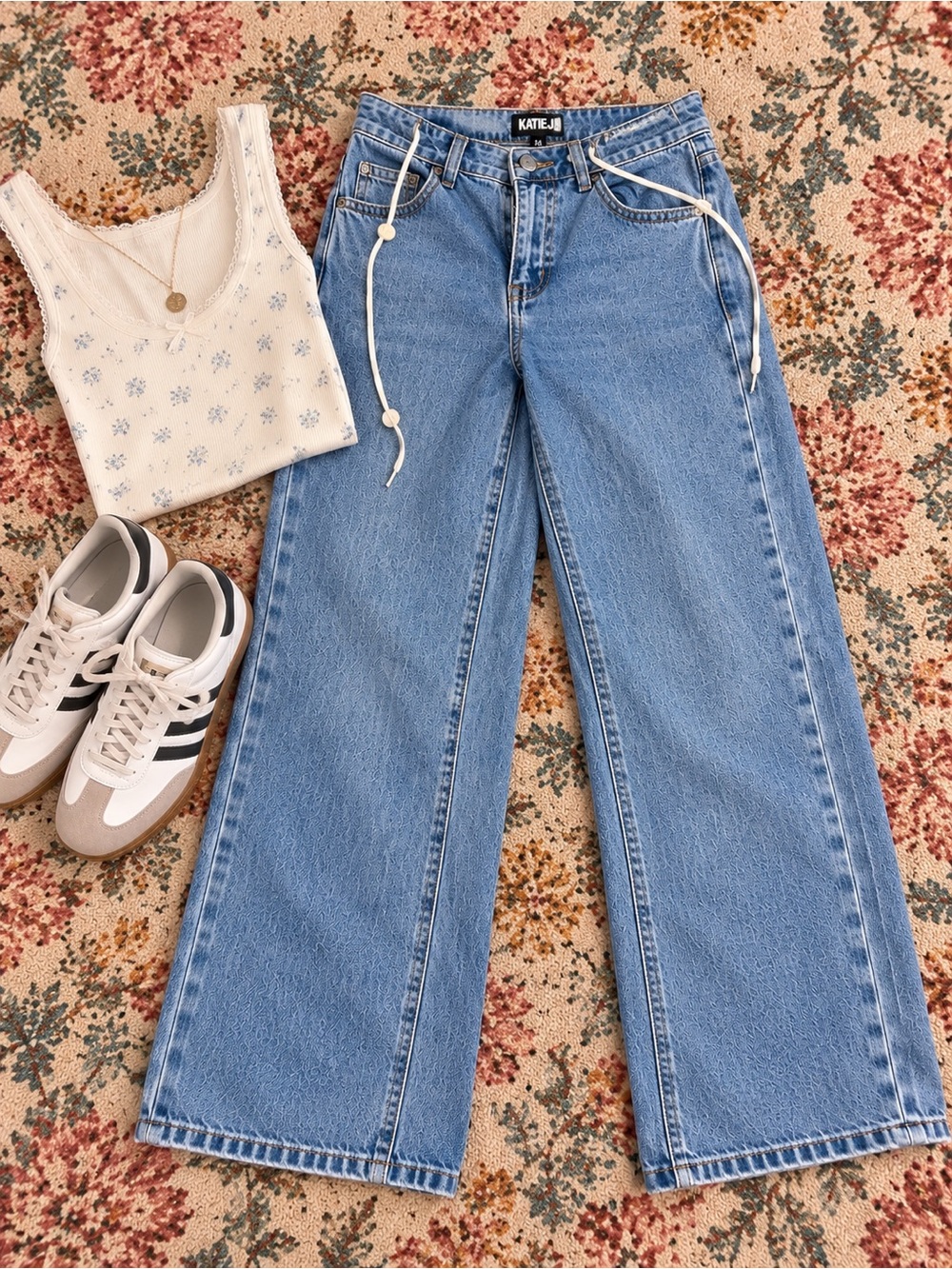 Katie J NYC Mid Wash Wide Leg Jeans